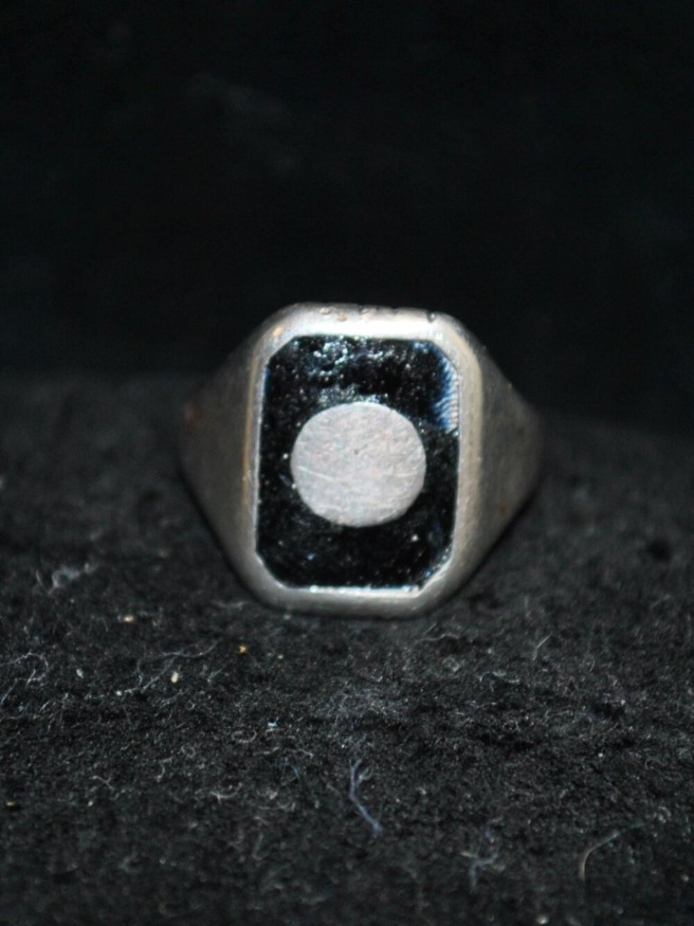 Damaged Antique/Vintage Art Deco Sterling Ring with Black Enamel Engraved Name